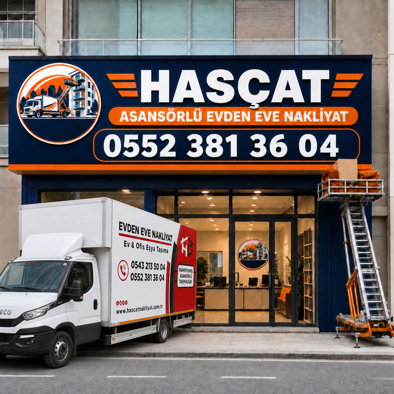 Hasçat asansörlü evden eve nakliyat aracı ve taşıma merkezi